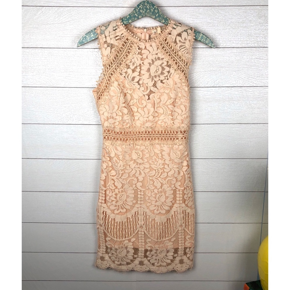 Blush pink lace dress